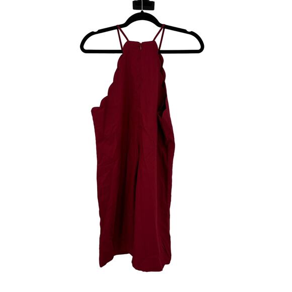 Lulu's Dress Womens Large Endlessly Endearing Mini Wine Red Scalloped Halter - Picture 4 of 7